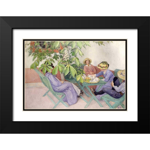 Under The Chestnut Tree Black Modern Wood Framed Art Print with Double Matting by Larsson, Carl