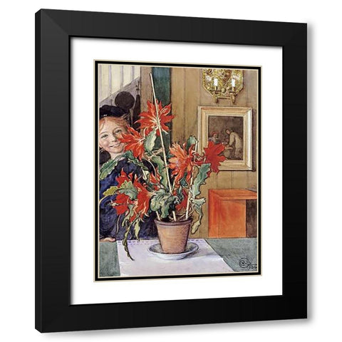 Britas Cactus Black Modern Wood Framed Art Print with Double Matting by Larsson, Carl