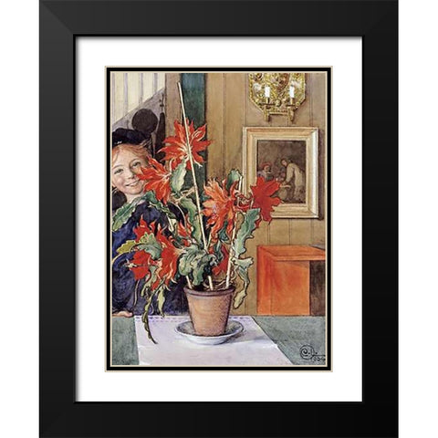 Britas Cactus Black Modern Wood Framed Art Print with Double Matting by Larsson, Carl