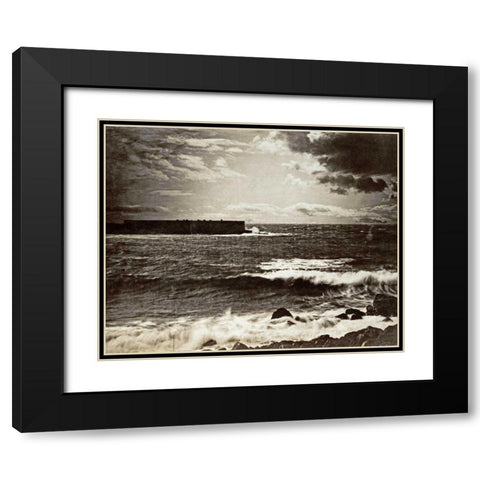 The Great Wave, Sete Black Modern Wood Framed Art Print with Double Matting by Le Gray, Gustave