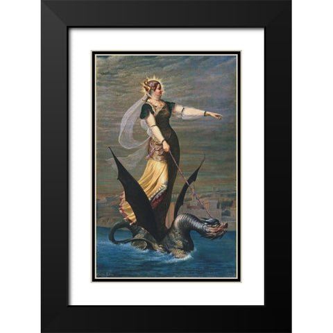 La Tarrasque Black Modern Wood Framed Art Print with Double Matting by Lepec, Charles