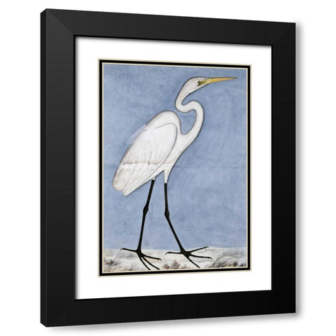 Great Egret Black Modern Wood Framed Art Print with Double Matting by Lucknow School