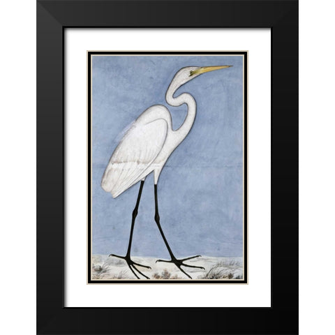 Great Egret Black Modern Wood Framed Art Print with Double Matting by Lucknow School
