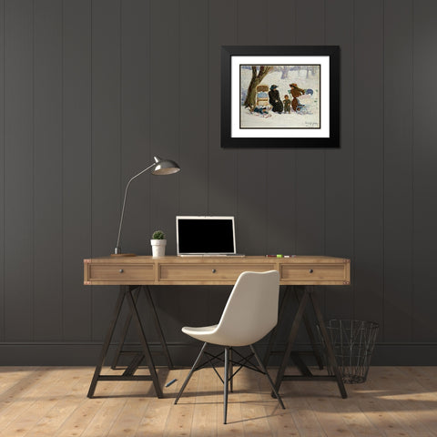 Nursemaids, High Bridge Park Black Modern Wood Framed Art Print with Double Matting by Luks, George