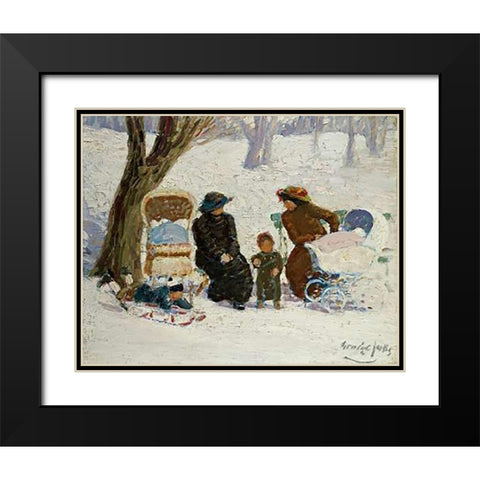 Nursemaids, High Bridge Park Black Modern Wood Framed Art Print with Double Matting by Luks, George