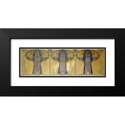 Design For a Decorative Frieze Black Modern Wood Framed Art Print with Double Matting by MacNair, Frances MacDonald