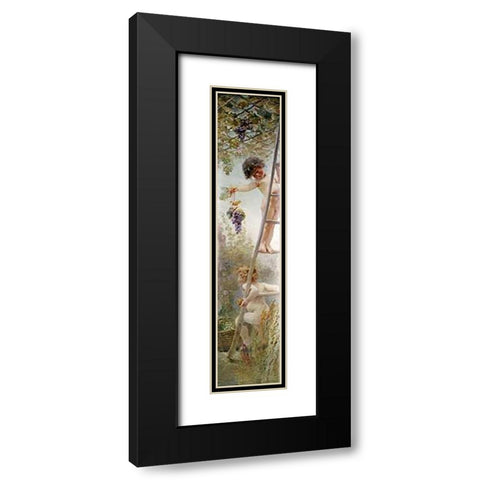 Putti Disporting Black Modern Wood Framed Art Print with Double Matting by Makowsky, Constantin
