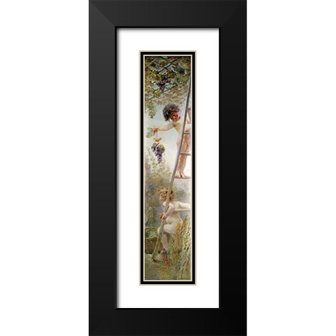 Putti Disporting Black Modern Wood Framed Art Print with Double Matting by Makowsky, Constantin