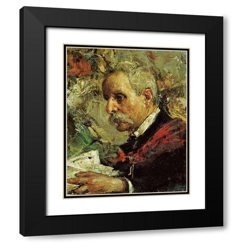 A Portrait of The Artists Father Black Modern Wood Framed Art Print with Double Matting by Mancini, Antonio