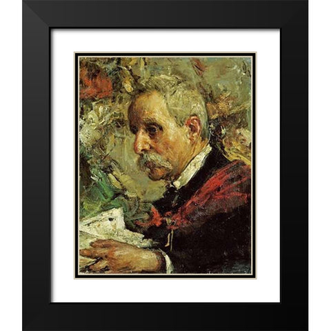 A Portrait of The Artists Father Black Modern Wood Framed Art Print with Double Matting by Mancini, Antonio