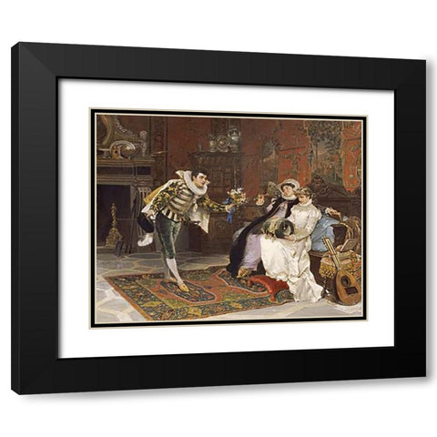 The Suitor Black Modern Wood Framed Art Print with Double Matting by Mariani, Cesare