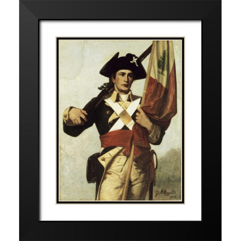 Soldier of The Revolution Black Modern Wood Framed Art Print with Double Matting by Maynard, George Willoughby