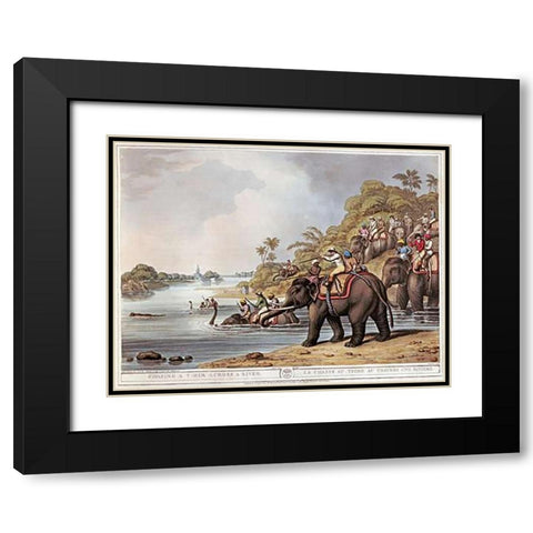 Chasing a Tiger Across a River Black Modern Wood Framed Art Print with Double Matting by Merke, H.