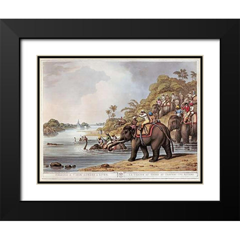 Chasing a Tiger Across a River Black Modern Wood Framed Art Print with Double Matting by Merke, H.
