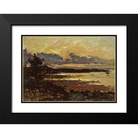 Sunset at Manchester, Massachusetts Black Modern Wood Framed Art Print with Double Matting by Metcalf, Willard Leory
