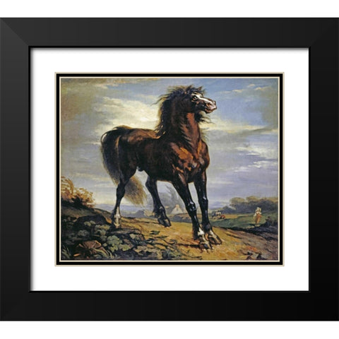 The Horse Black Modern Wood Framed Art Print with Double Matting by Millet, Jean-Francois