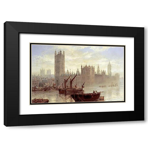 Westminster From The Thames Black Modern Wood Framed Art Print with Double Matting by Stanfield Moore, Claude T