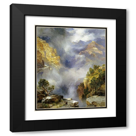 Mist In The Canyon Black Modern Wood Framed Art Print with Double Matting by Moran, Thomas
