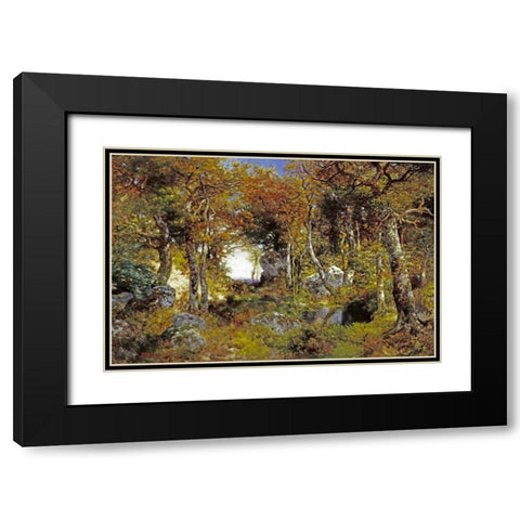 The Woodland Pool Black Modern Wood Framed Art Print with Double Matting by Moran, Thomas