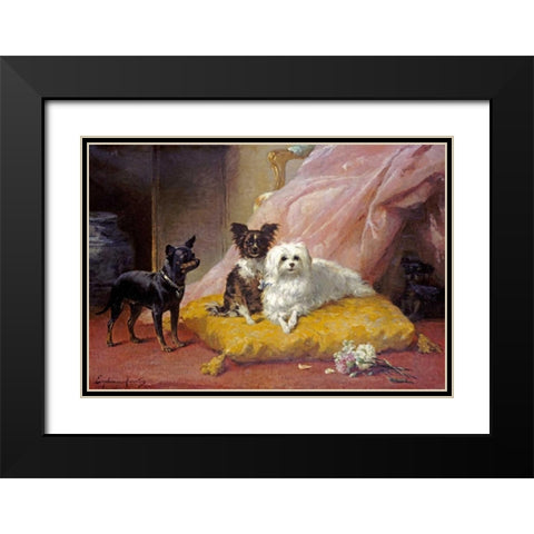 The Little Friends Black Modern Wood Framed Art Print with Double Matting by Muraton, Euphemie