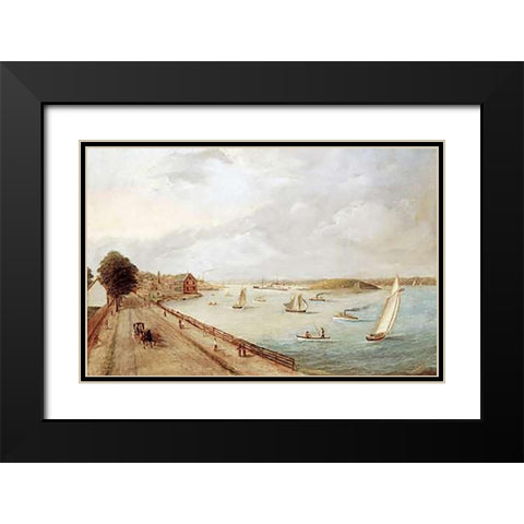 New York Harbor, 1890 Black Modern Wood Framed Art Print with Double Matting by Murray, Cassie
