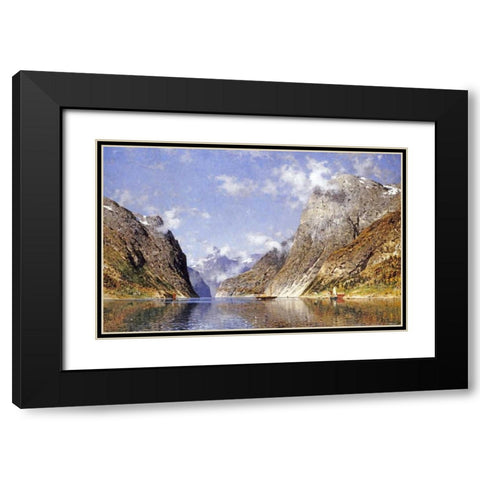 A Norwegian Fjord Black Modern Wood Framed Art Print with Double Matting by Normann, Adelsteen