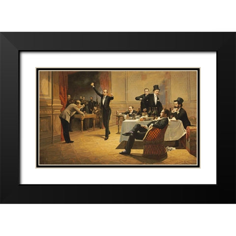 The Dinner Party Black Modern Wood Framed Art Print with Double Matting by Paczka, Ferencz