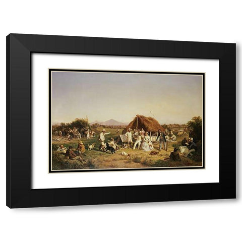The Hunting Party of Ferdinand II of Naples Black Modern Wood Framed Art Print with Double Matting by Palizzi, Filippo