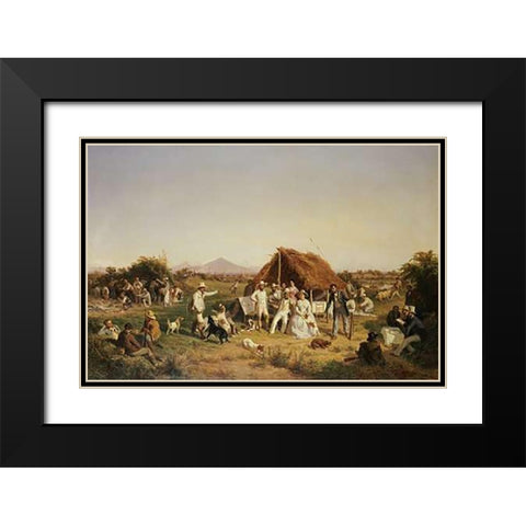The Hunting Party of Ferdinand II of Naples Black Modern Wood Framed Art Print with Double Matting by Palizzi, Filippo