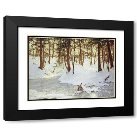 Ice In The Glen Black Modern Wood Framed Art Print with Double Matting by Palmer, Walter Launt