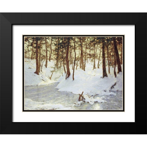 Ice In The Glen Black Modern Wood Framed Art Print with Double Matting by Palmer, Walter Launt