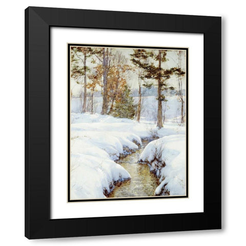 Snowladen Brook Black Modern Wood Framed Art Print with Double Matting by Palmer, Walter Launt