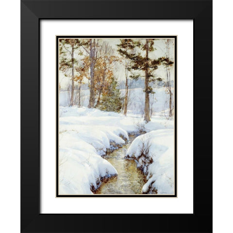 Snowladen Brook Black Modern Wood Framed Art Print with Double Matting by Palmer, Walter Launt