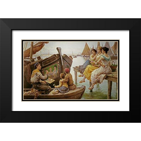 The Three Graces Black Modern Wood Framed Art Print with Double Matting by Paoletti, Antonio