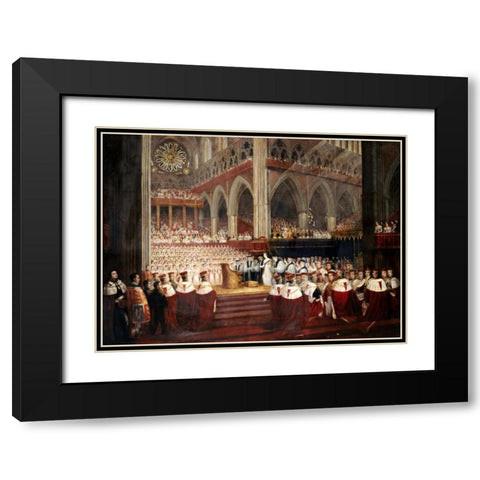 The Coronation of Queen Victoria Black Modern Wood Framed Art Print with Double Matting by Parris, Edmund Thomas