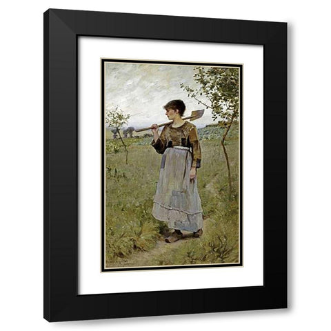 Home From The Fields Black Modern Wood Framed Art Print with Double Matting by Pearce, Charles Sprague