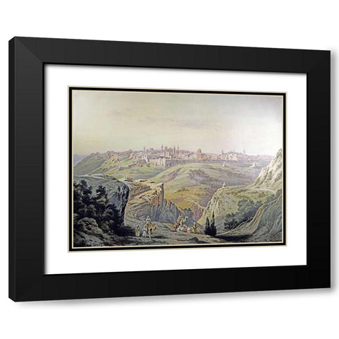 A View of Jerusalem Black Modern Wood Framed Art Print with Double Matting by Perlberg, Friedrich