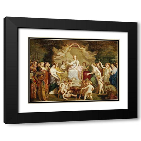 An Allegory of Spring Black Modern Wood Framed Art Print with Double Matting by Picou, Henri Pierre
