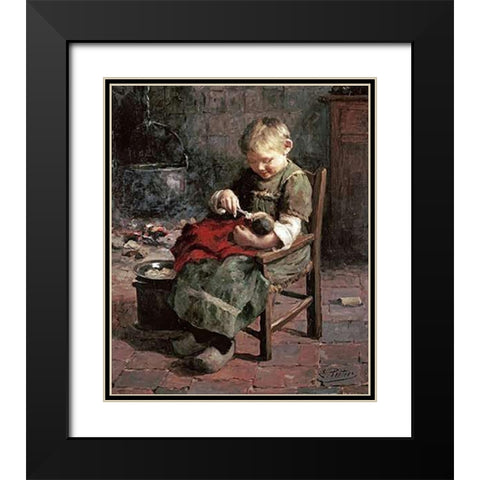 The Dolls Supper Black Modern Wood Framed Art Print with Double Matting by Pieters, Evert