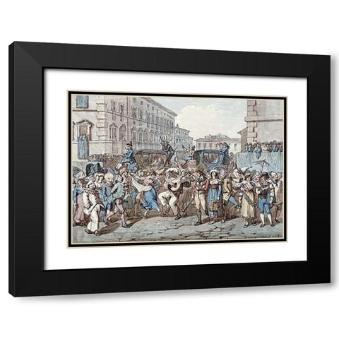 Carnevale a Roma Black Modern Wood Framed Art Print with Double Matting by Pinelli, Bartolomeo