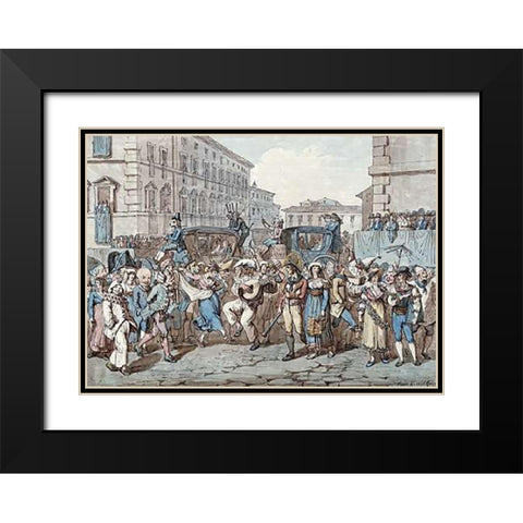 Carnevale a Roma Black Modern Wood Framed Art Print with Double Matting by Pinelli, Bartolomeo