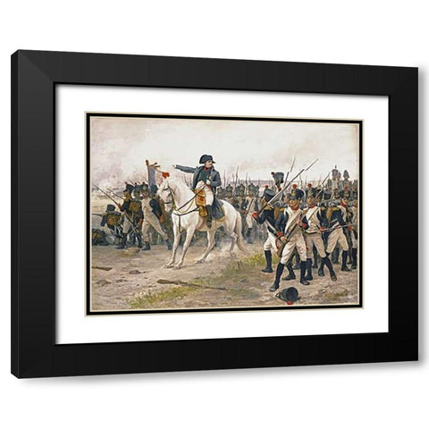 Napoleon at The Battle of Friedland Black Modern Wood Framed Art Print with Double Matting by Ponsan, Edouard-Benard-Debat