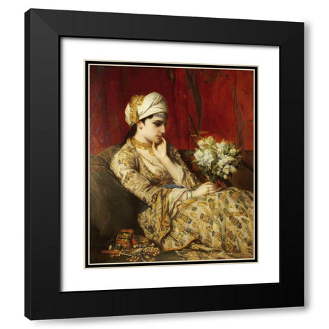 The Odalisque Black Modern Wood Framed Art Print with Double Matting by Portaels, Jan Frans