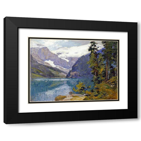 Lake Louise, British Columbia Black Modern Wood Framed Art Print with Double Matting by Potthast, Edward Henry