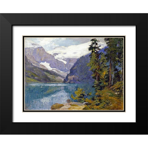 Lake Louise, British Columbia Black Modern Wood Framed Art Print with Double Matting by Potthast, Edward Henry