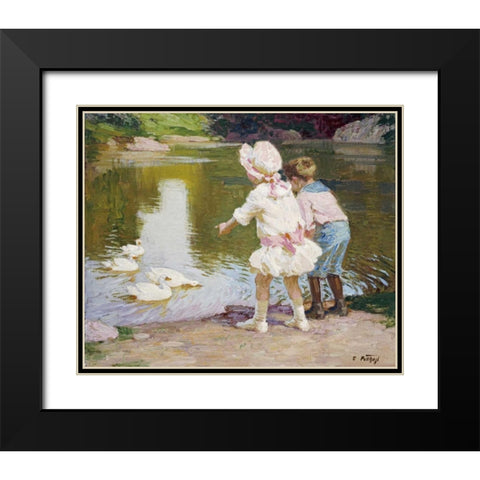 In The Park Black Modern Wood Framed Art Print with Double Matting by Potthast, Edward Henry