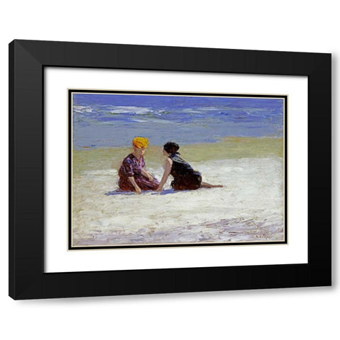 Confidences Black Modern Wood Framed Art Print with Double Matting by Potthast, Edward Henry