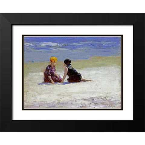 Confidences Black Modern Wood Framed Art Print with Double Matting by Potthast, Edward Henry