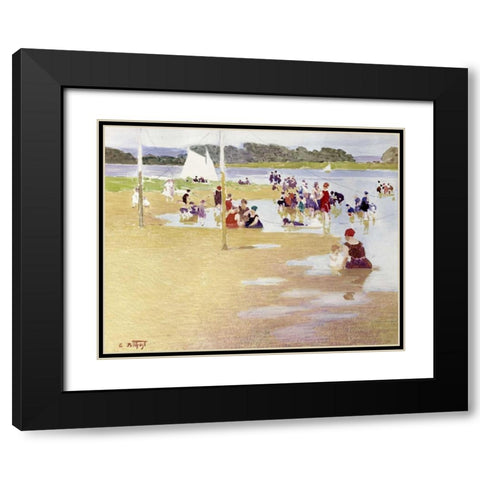 Bathers Black Modern Wood Framed Art Print with Double Matting by Potthast, Edward Henry