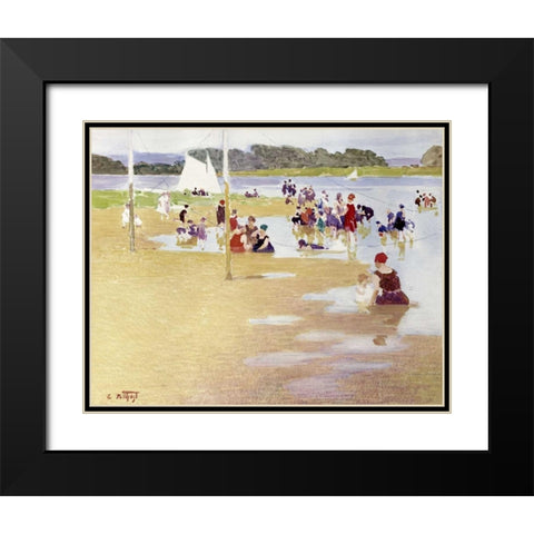 Bathers Black Modern Wood Framed Art Print with Double Matting by Potthast, Edward Henry